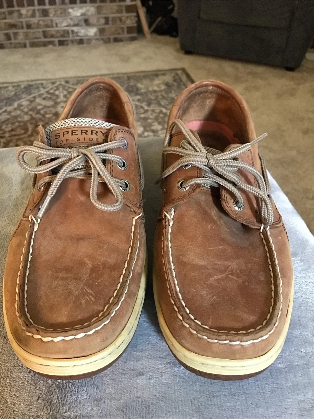Sperry Men's Billfish 3-Eye Boat Shoe size 10.5 W Dark Tan Leather
